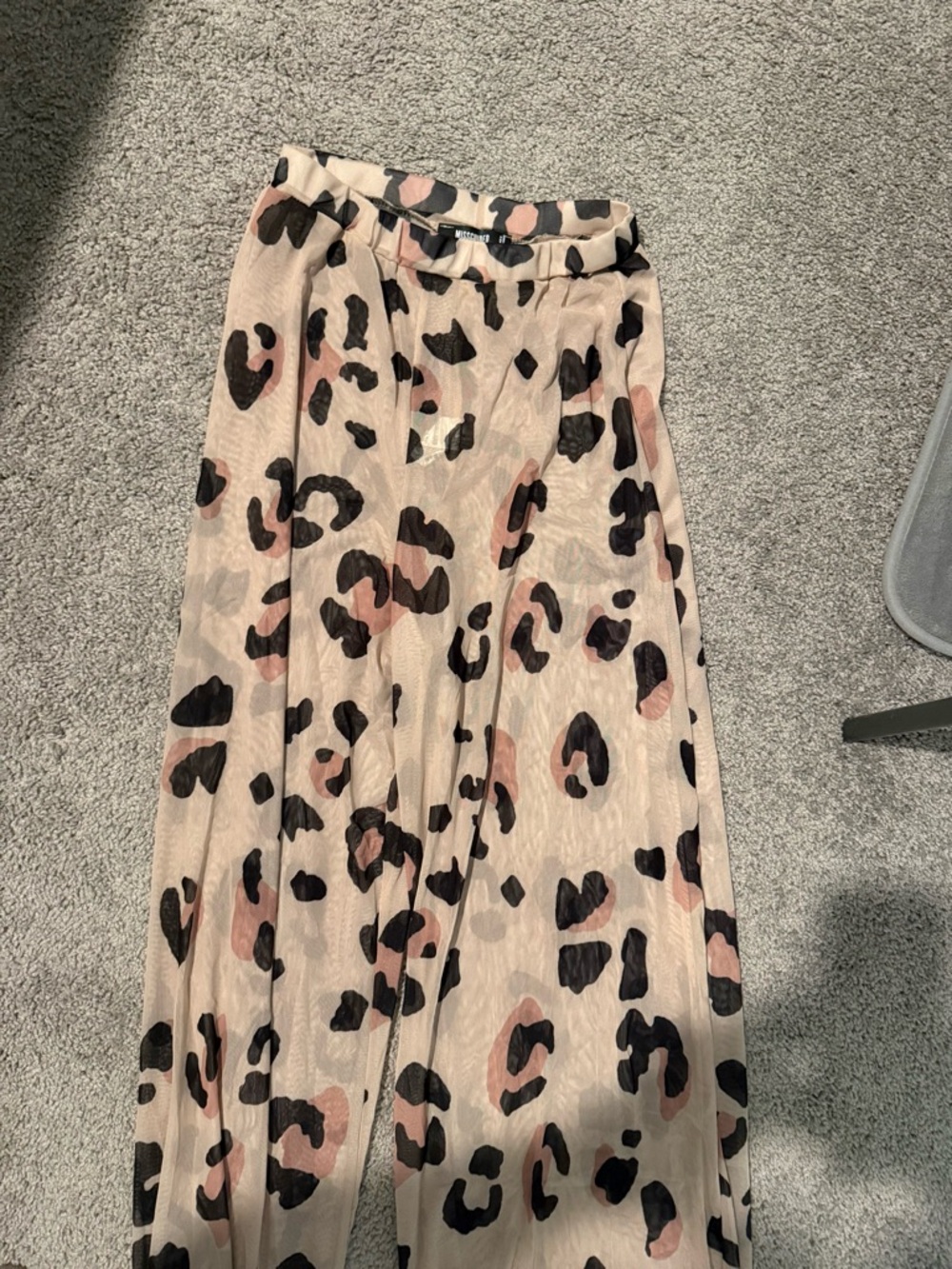 Missguided Beige Maxi Skirt with Black and Blush Leopard Print